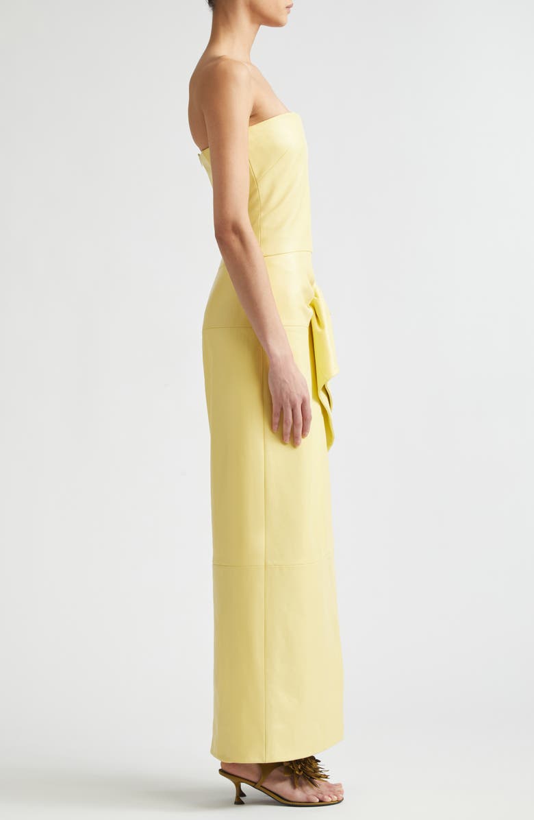 Proenza Schouler Alonna Strapless Leather Gown, Alternate, color, Pale Yellow