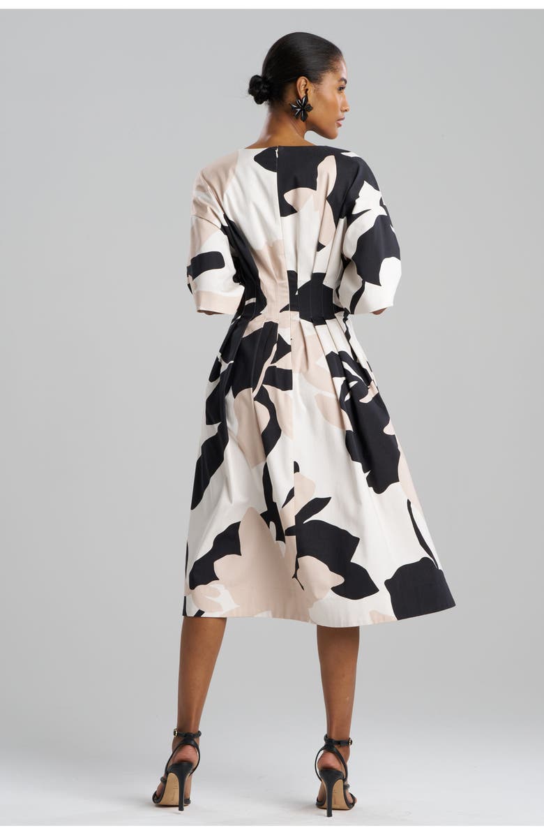 Natori Nishi V-Neck Pleat Release Dress, Alternate, color, Beige