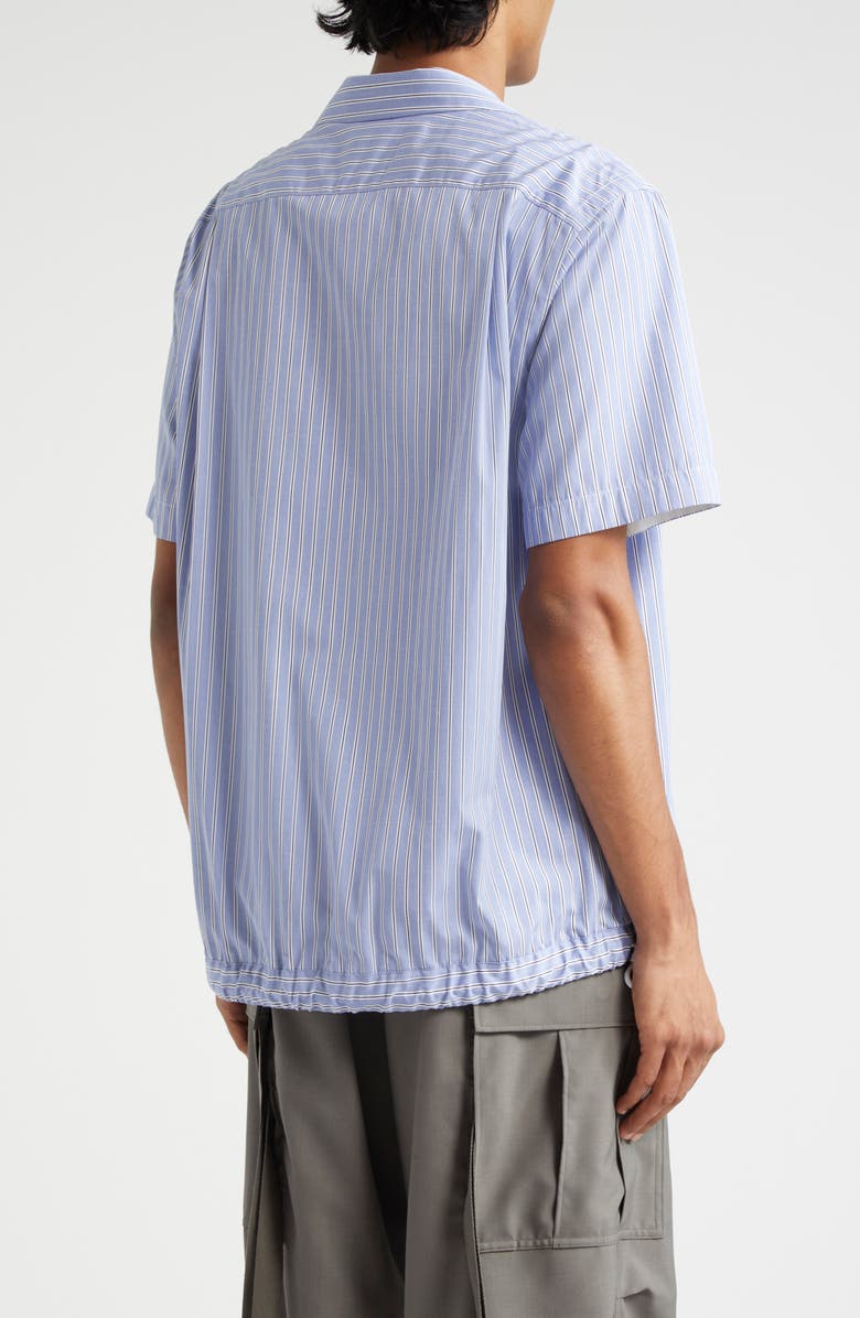 Sacai Stripe Cotton Poplin Camp Shirt, Alternate, color, Blue Stripe