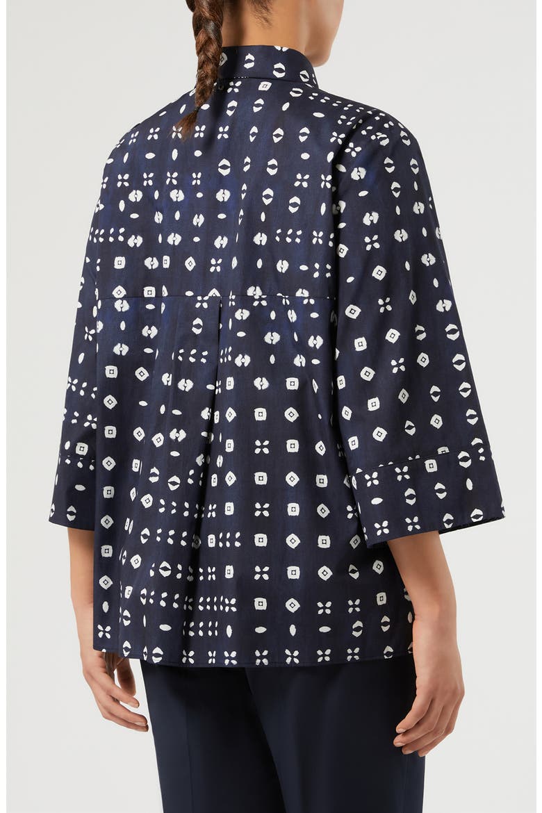 Faro Geometric Print Cotton Shirt, Alternate, color, NAVY