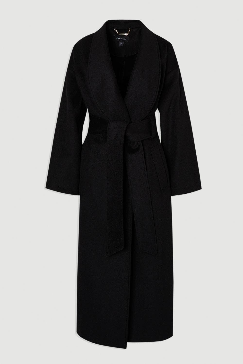 Brushed Wool Wrap Tailored Maxi Coat - image 2