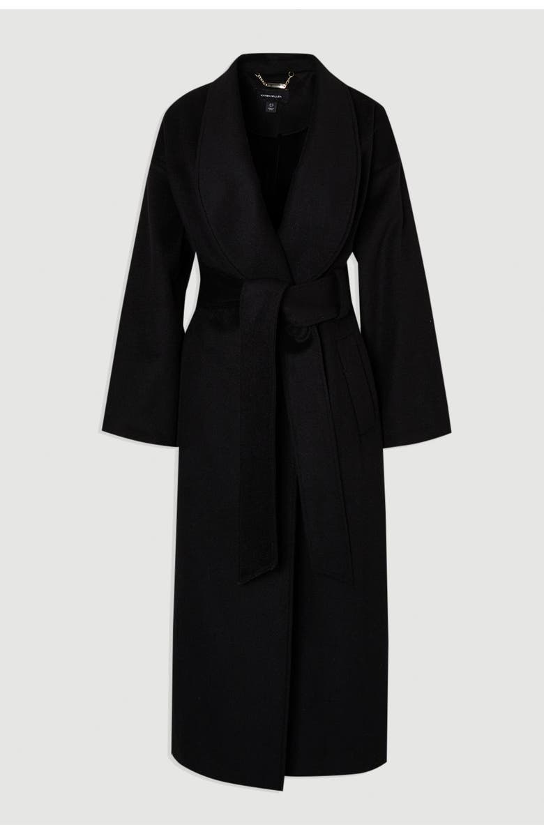 Karen Millen Brushed Wool Wrap Tailored Maxi Coat, Alternate, color, Black
