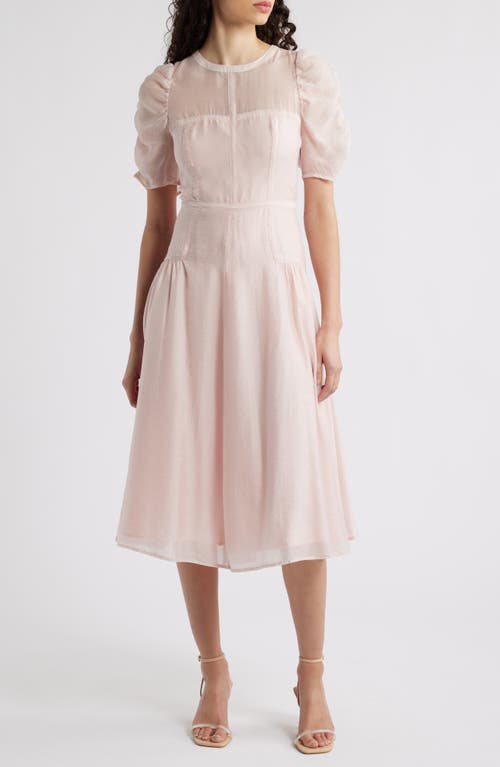 Chelsea28 Puff Sleeve Fit & Flare Midi Dress In Pink Sepia