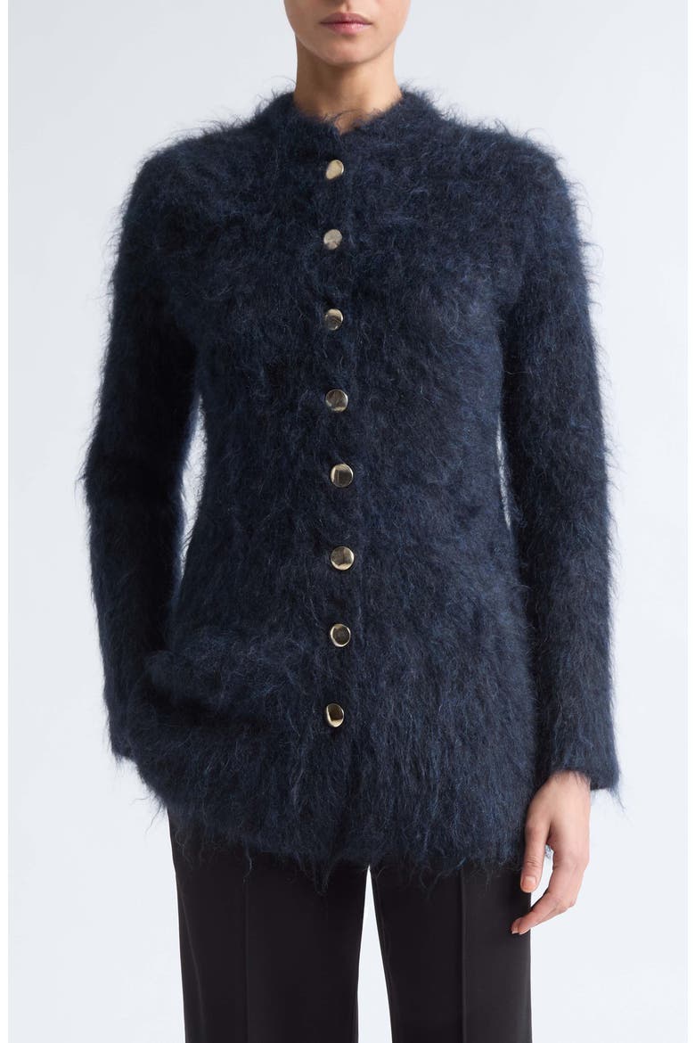 Aniza Brushed Mohair Blend Cardigan, Main, color, NAVY/ BLACK