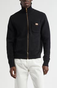 Versace Medusa Biggie Cotton & Cashmere Blend Zip Cardigan