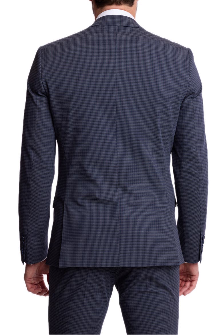 Ashton Slim Peak Suit Jacket, Alternate, color, NAVY BURGUNDY GINGHAM