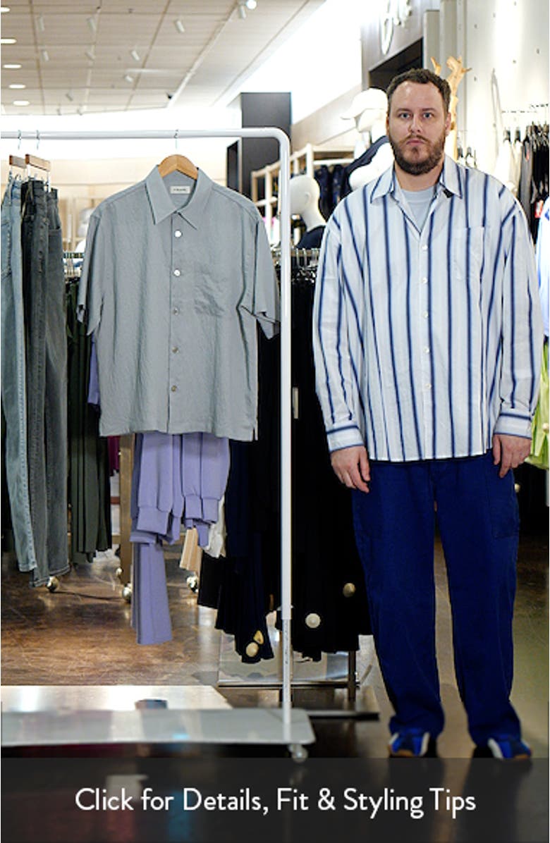 Textured Stripe Short Sleeve Button-Up Shirt, sales video thumbnail