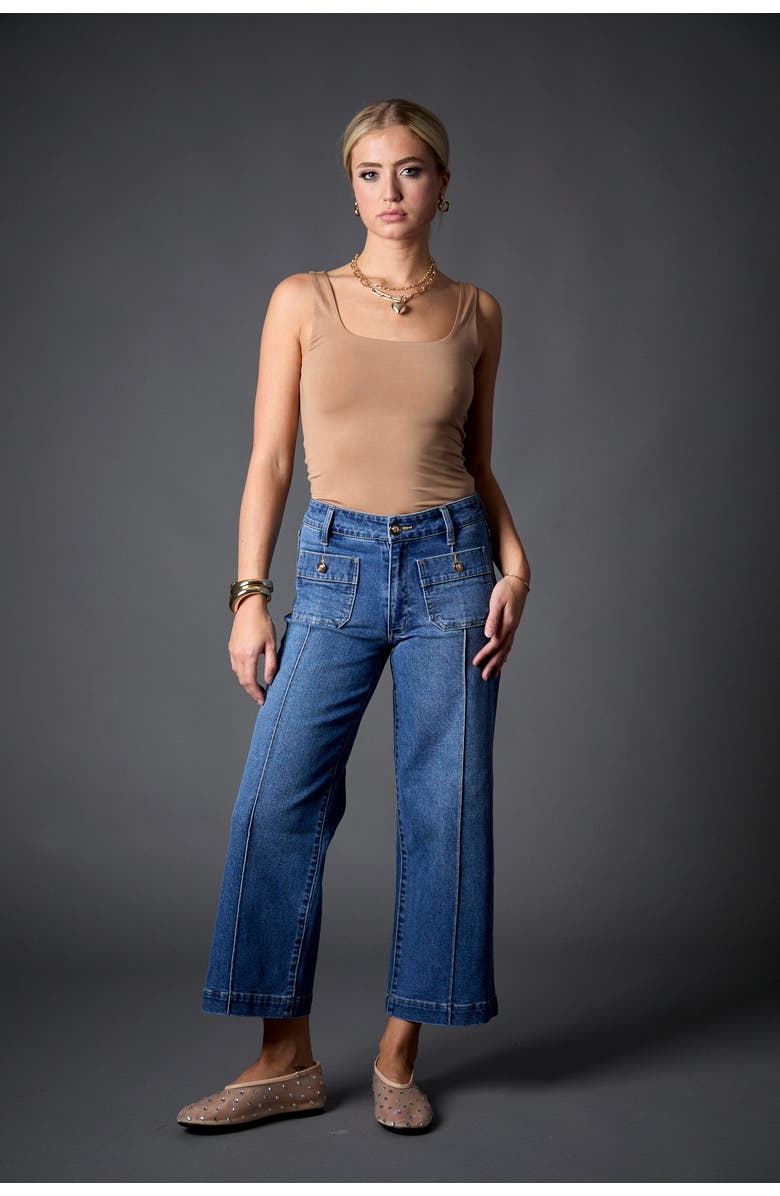 BLUE REVIVAL Patch Pocket Mid Rise Recycled Wide Leg Crop Jean, Alternate, color, 