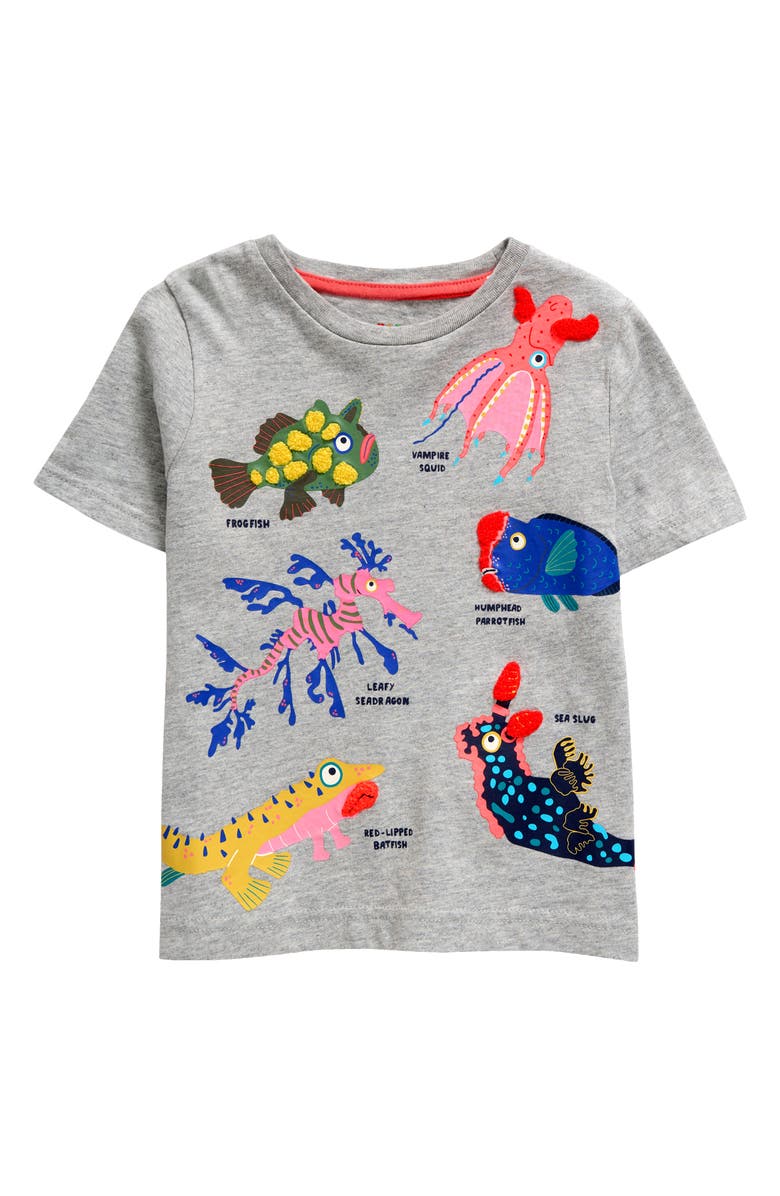 Mini Boden Kids' Weird Wonderful Fish Textured Graphic T-Shirt, Main, color, 