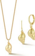 GLAZE JEWELRY Shell Drop Huggie Hoop Earrings & Necklace Set
