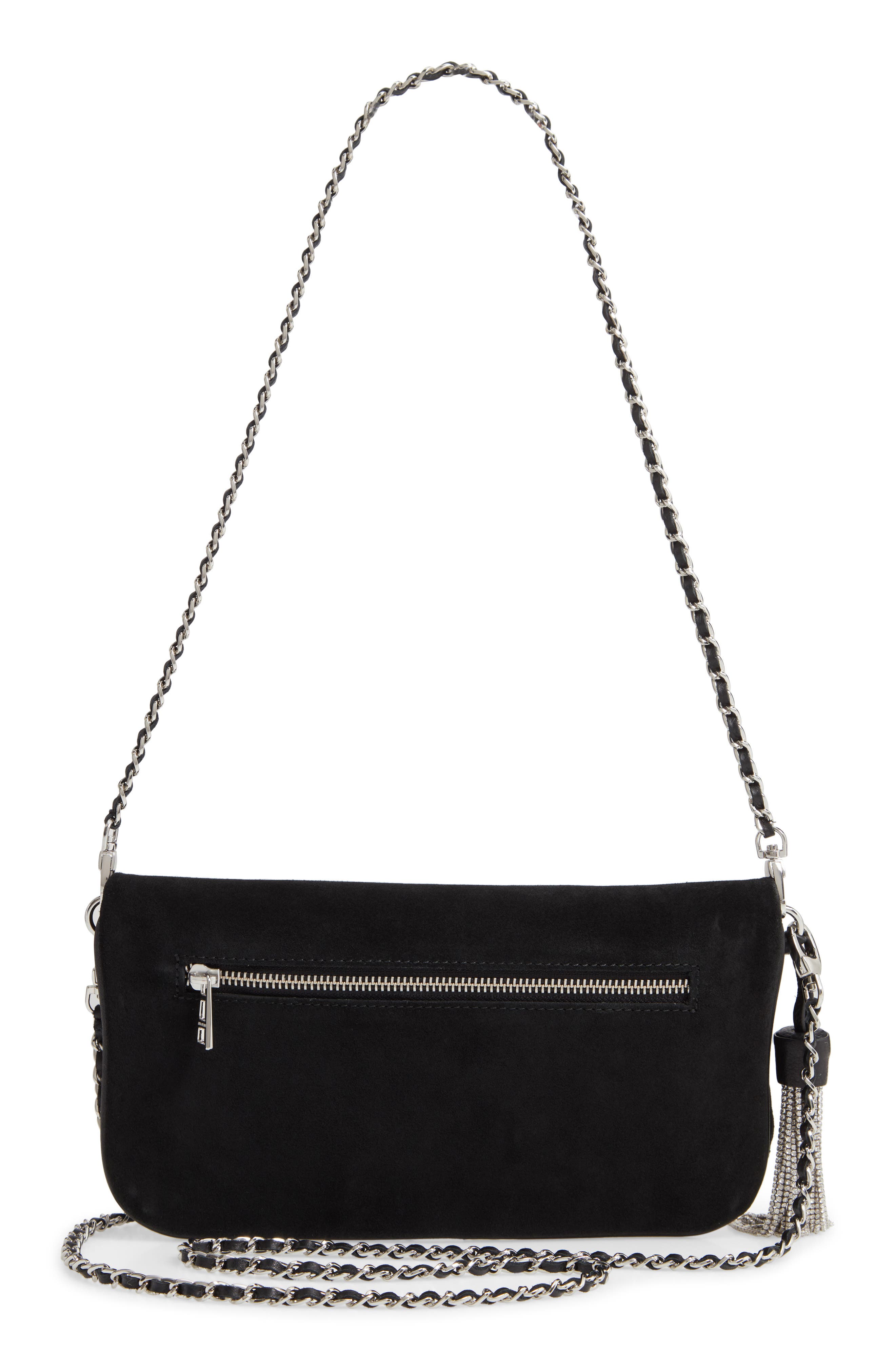Zadig & Voltaire Rock Tassel Suede Convertible Clutch, Alternate, color, 