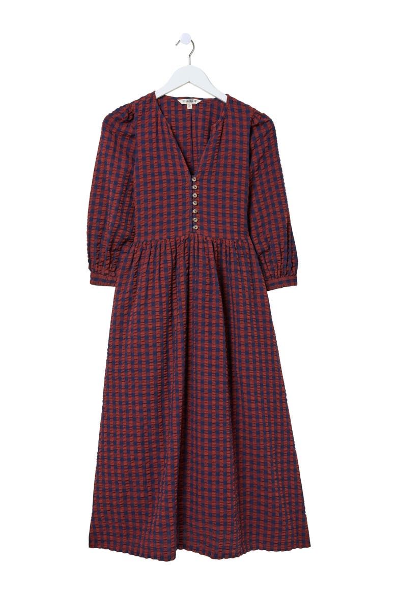 Women's Plus Size Ceil Gingham Midi Dress, Alternate, color, Dark Red