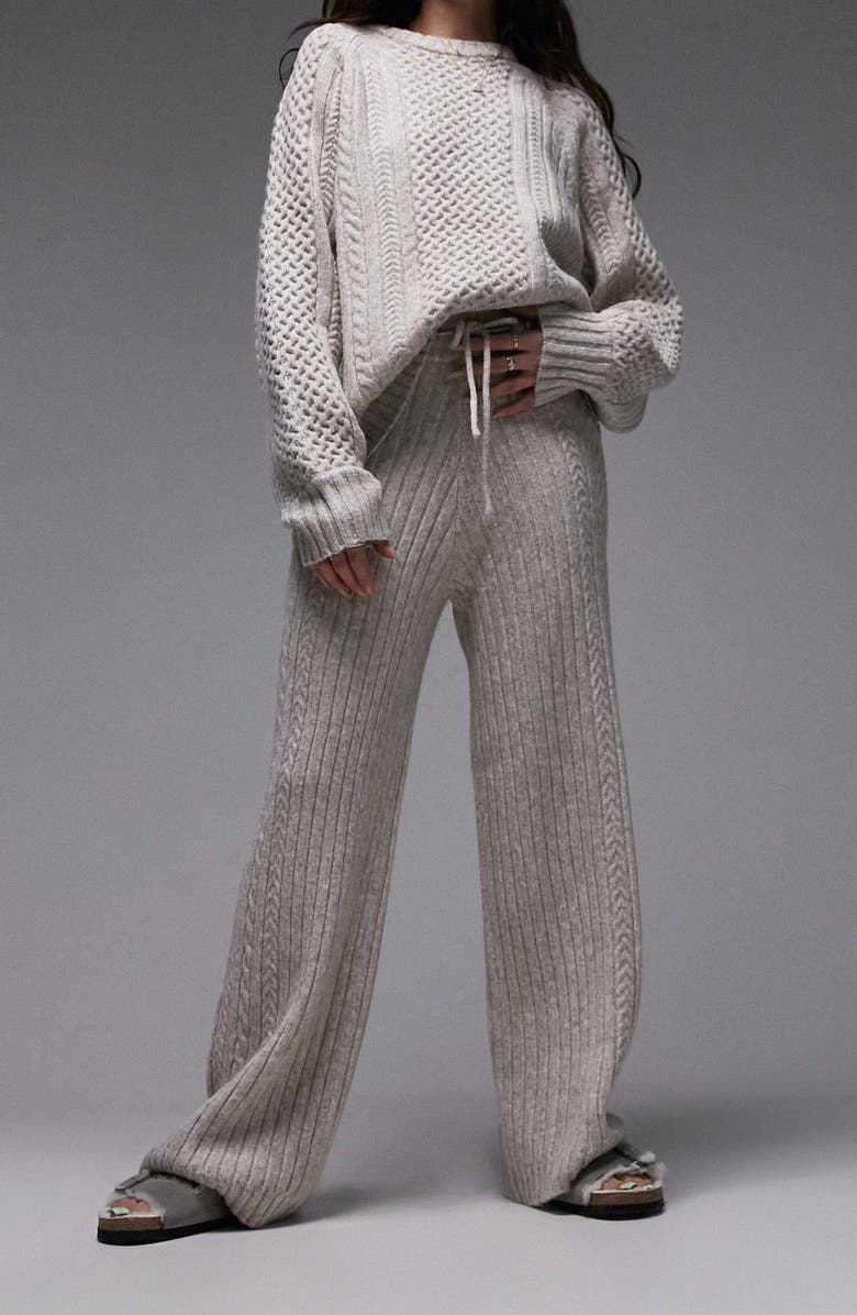 Topshop Loungewear Sweater & Wide Leg Pants Set, Main, color, 