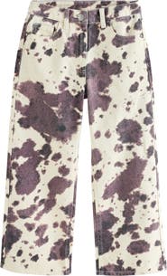 NEXT Kids' Cow Print Wide Leg Cotton Jeans