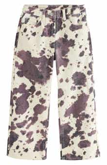 NEXT Kids' Cow Print Wide Leg Cotton Jeans