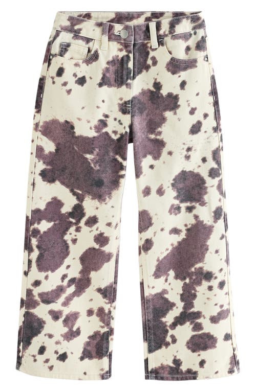 Next Kids' Cow Print Wide Leg Cotton Jeans In Multi