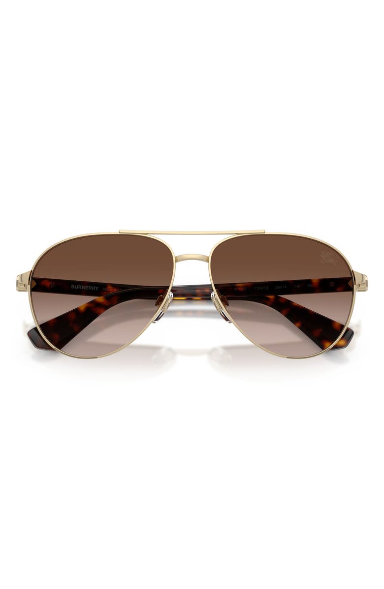 Burberry 59mm Gradient Pilot Sunglasses, Alternate, color, Light Gold / Brown Gradient