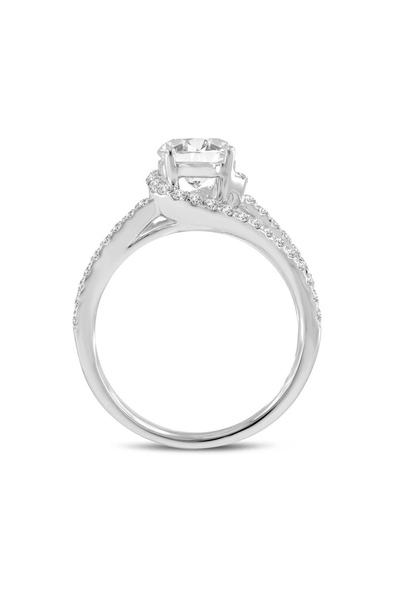 Clemence 14K White Gold Round Cut Lab Grown Diamond Spiral Halo Engagement Ring - 1.5 Ct, Alternate, color, 14K White Gold
