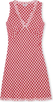 Rails Bex Eyelet Embroidered Gingham Check Linen Dress