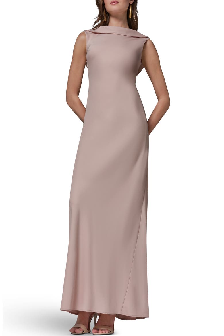 Ruffle Satin Gown, Main, color, SNOW PETAL