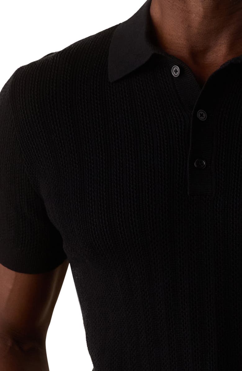 The Normal Brand Robles Textured Knit Polo, Alternate, color, Black