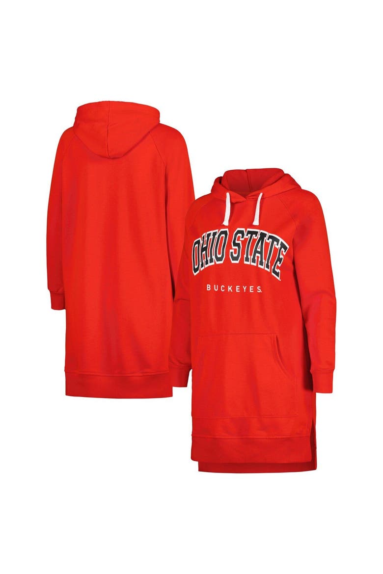 Women's Gameday Couture Scarlet Ohio State Buckeyes Take a Knee Raglan Hooded Sweatshirt Dress, Main, color, Scarlet