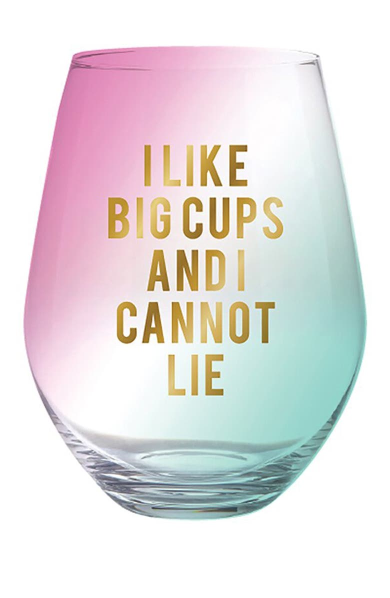 Slant Collections "I Like Big Cups" Jumbo Novelty Stemless Wine Glass, Main, color,