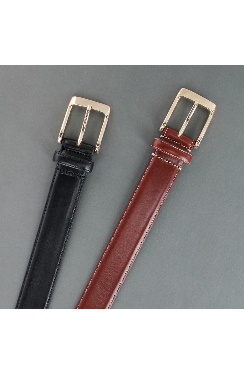 Trafalgar Cornelius 35mm Cortina Leather Dress Belt, Alternate, color, Black