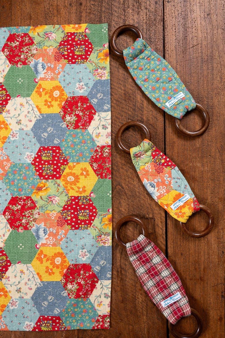 County Fair Tea Towel + Set of 3 Wooden Loop Hangers, Alternate, color, Multi