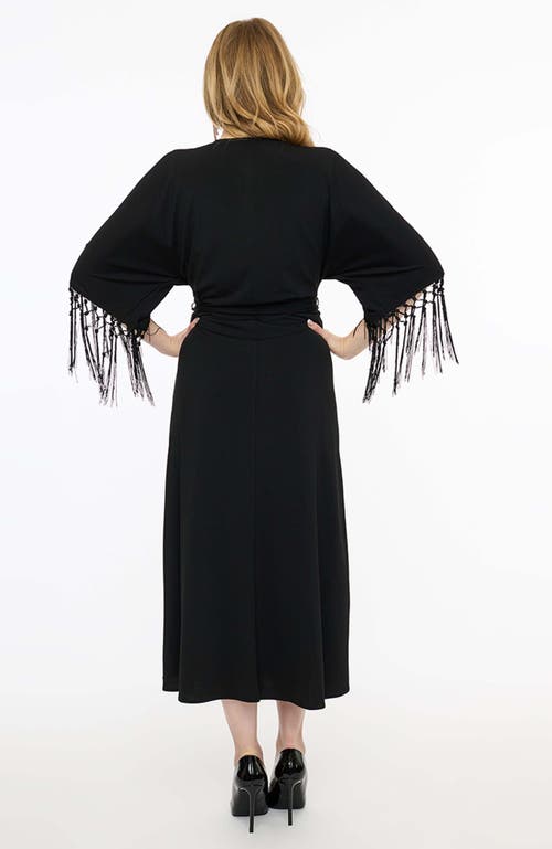 UNIQUE VINTAGE UNIQUE VINTAGE TIE WRAP SURPLICE MIDI DRESS