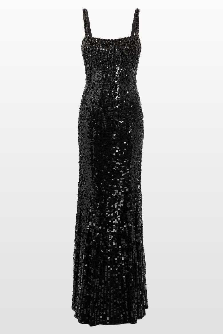 Mirabeau Sequin-Embellished Dress, Main, color, Liquorice