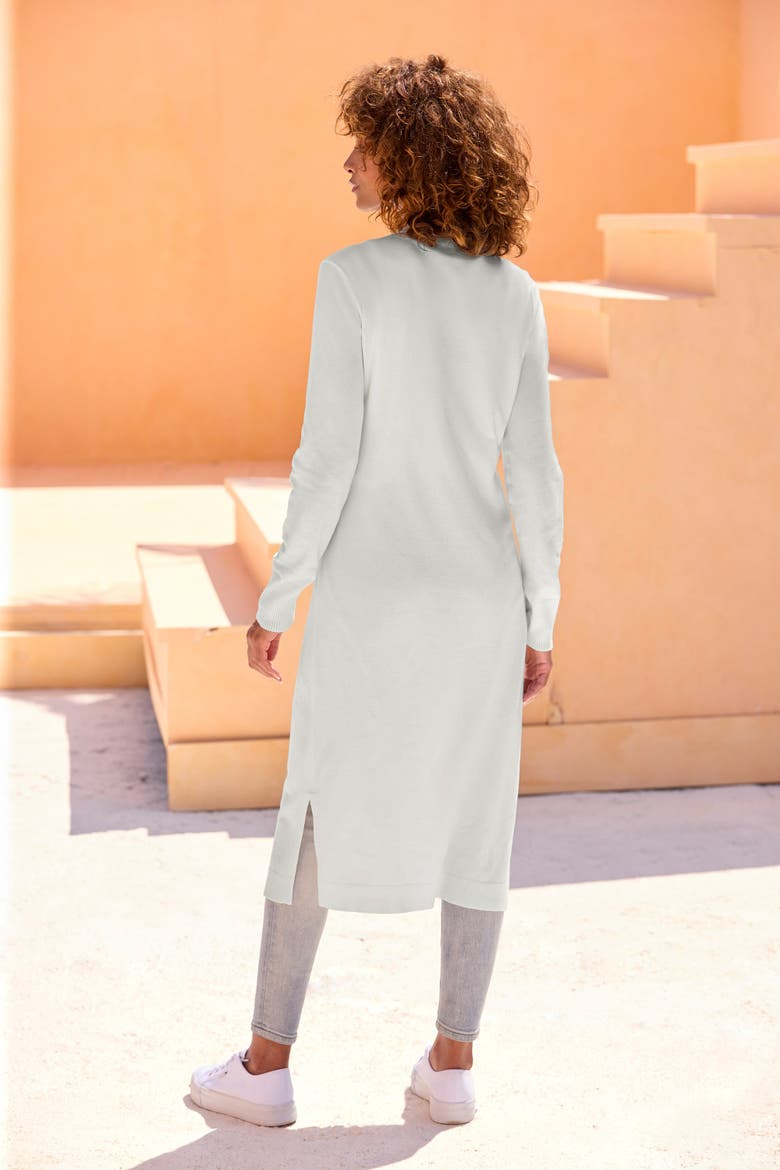 Long Open Front Cardigan, Alternate, color, White