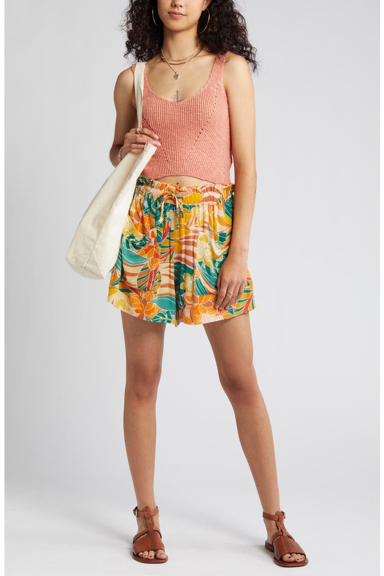 Tropics Knit Crop Tank, Main, color, CORAL