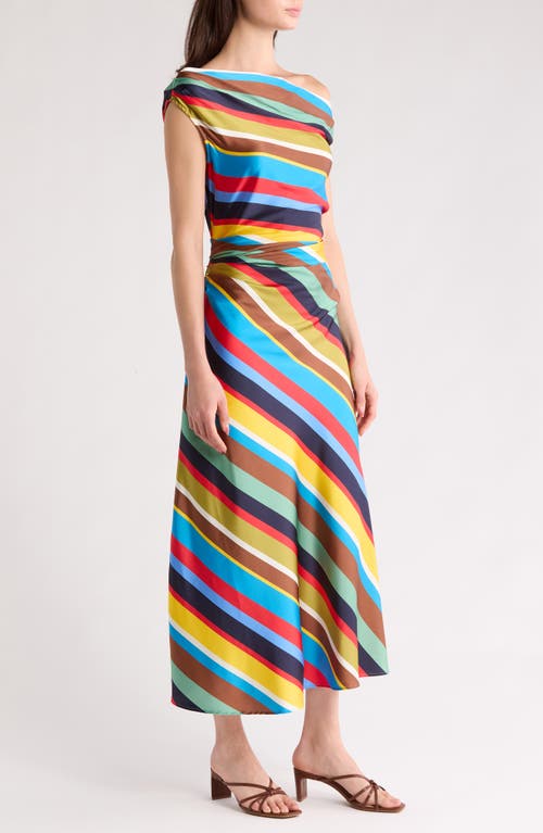 Staud Phare Off-the-shoulder Striped Silk Maxi Dress