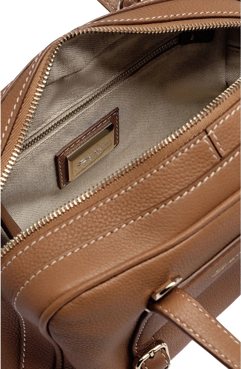 Santoni Leather handbag, Alternate, color, Brown