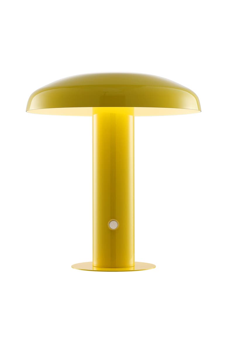 Suillius Contemporary Bohemian Rechargeable/Cordless Iron Integrated Portable LED Mushroom Table Lamp, Main, color, Yellow