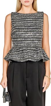 Endless Rose Sequin Texture Sleeveless Peplum Knit Top