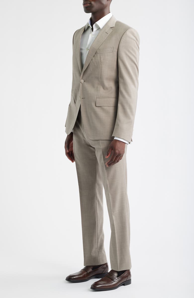 BOSS Huge Slim Fit Solid Wool Suit, Alternate, color, Light Beige