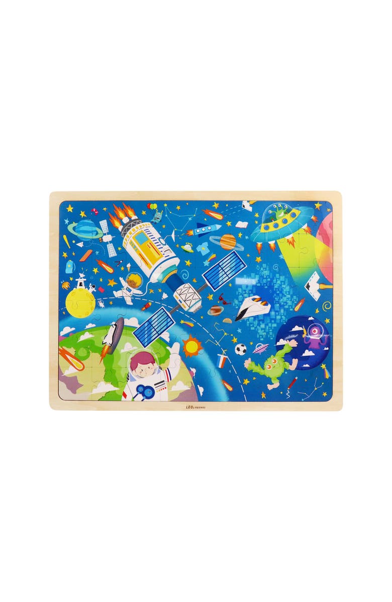 Leo & Friends Space Exploration Kid's Puzzle, 48-Pieces for 3-Years-Old+, Main, color, Blue