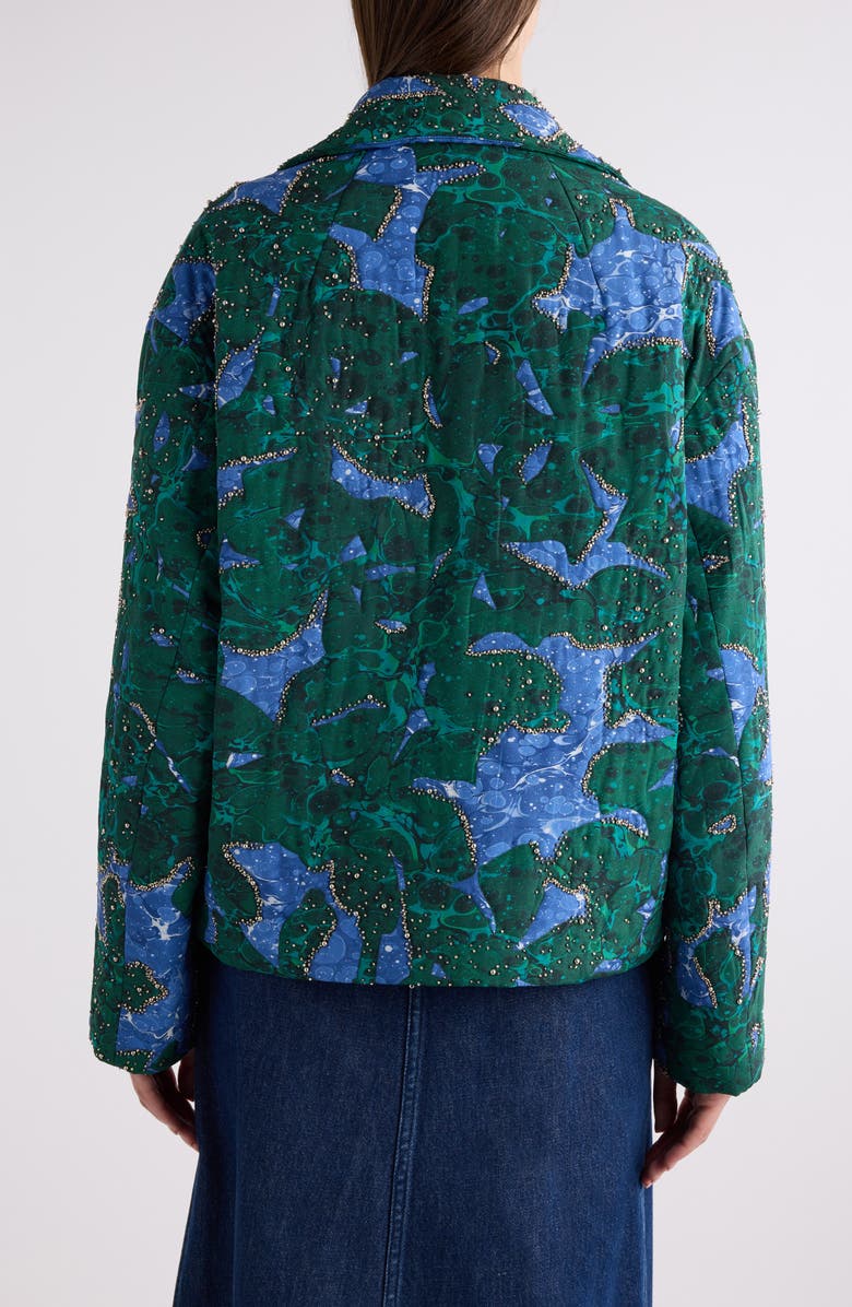 Dries Van Noten Embellished Open Front Jacket, Alternate, color, Malachite
