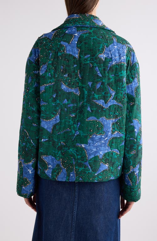 Dries Van Noten Womens Malachite Vonda Bead-embellished Silk And Cotton-blend Jacket