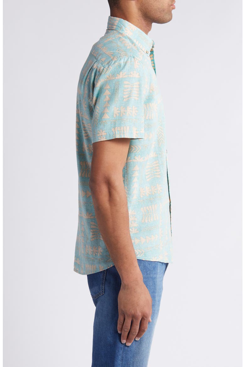 Breeze Short Sleeve Button-Down Shirt, Alternate, color, TEAL NAUPAKA