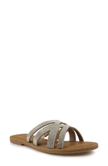 Shop Rock & Candy Rock And Candy Rhinestone Crisscross Slide Sandal In Beige Rhinestone