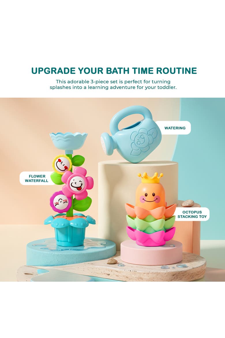 Flower Waterfall Suction Bath Toy Set, Alternate, color, Multicolor