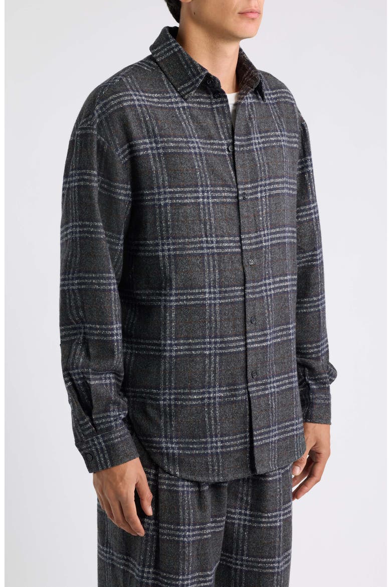 Eco Relaxed Plaid Button-Up Shirt, Alternate, color, NIGHT SKY