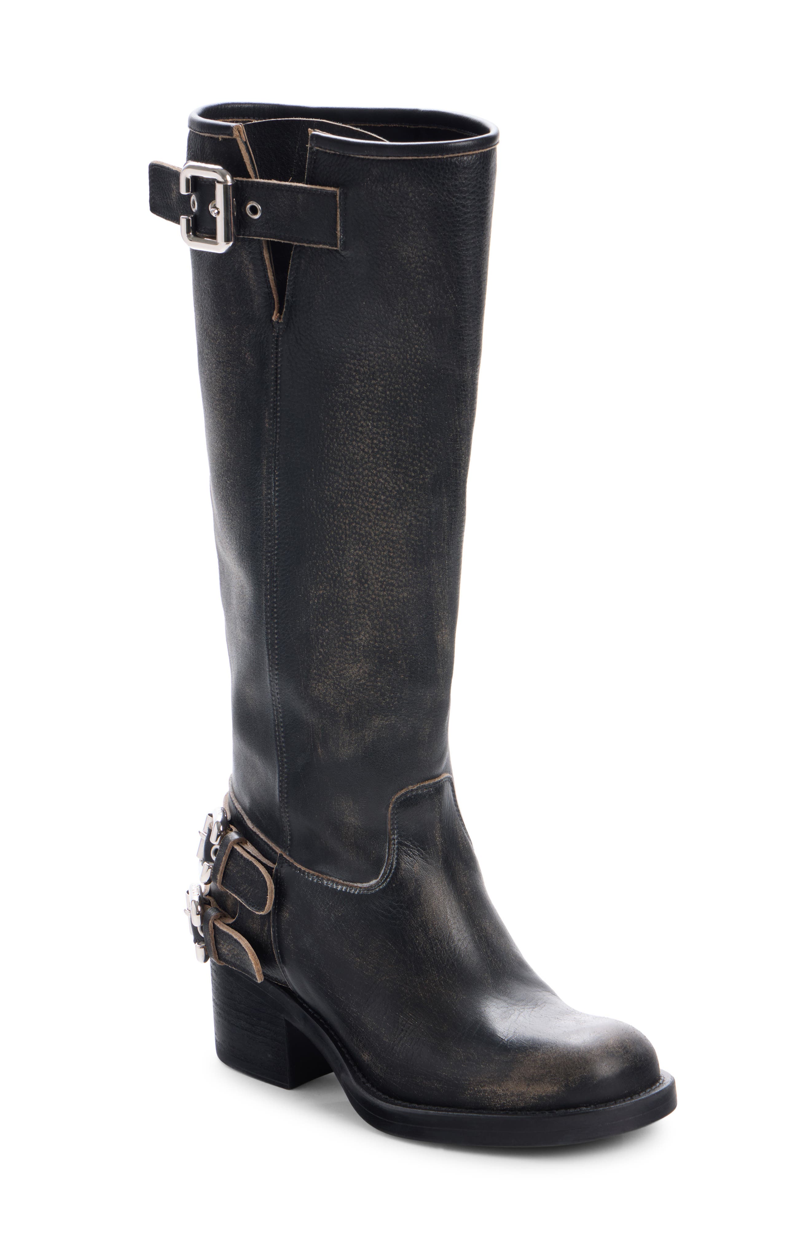Chloé Dakota Biker Tall Boot, Main, color, Black