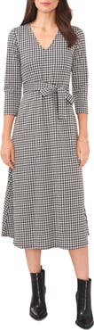 Chaus Houndstooth Check Jacquard Midi Dress