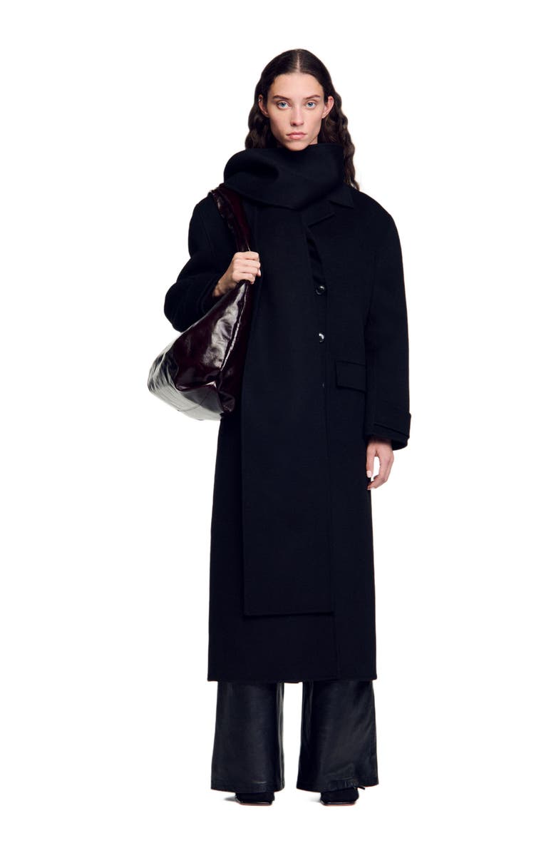 SANDRO Oversized wool coat, Alternate, color, 