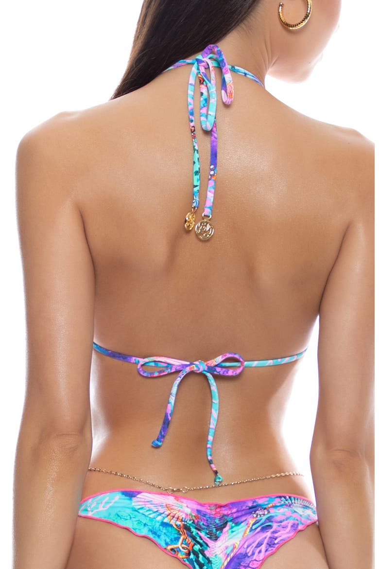 Crystallized Seamless Triangle Top, Alternate, color, Aquamarine