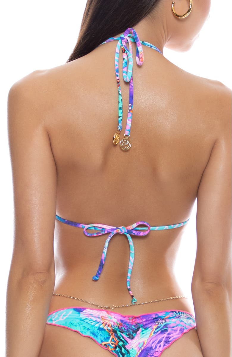 Luli Fama Crystallized Seamless Triangle Top, Alternate, color, Aquamarine